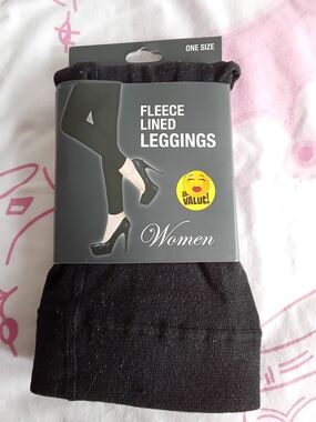Fleece-Lined Black Women's Leggings - One Size